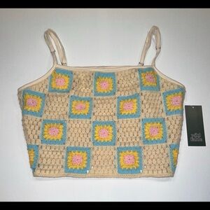 Wild Fable cream / aqua crochet tank